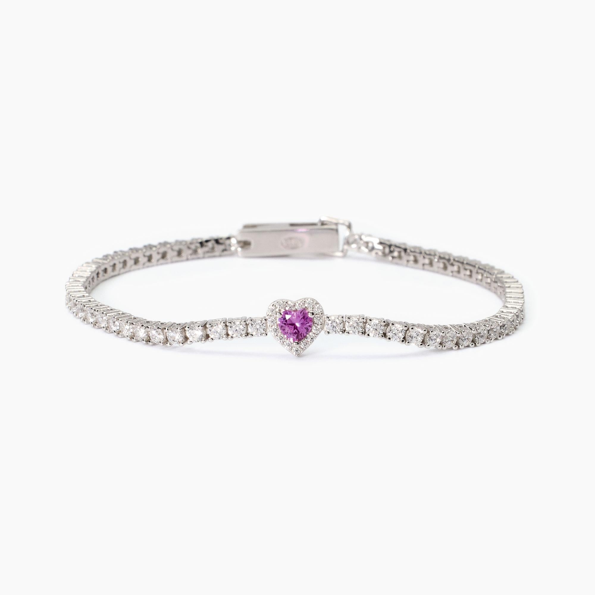Bracciale Mabina tennis in argento con zirconi e tormalina sintetica misura 16
