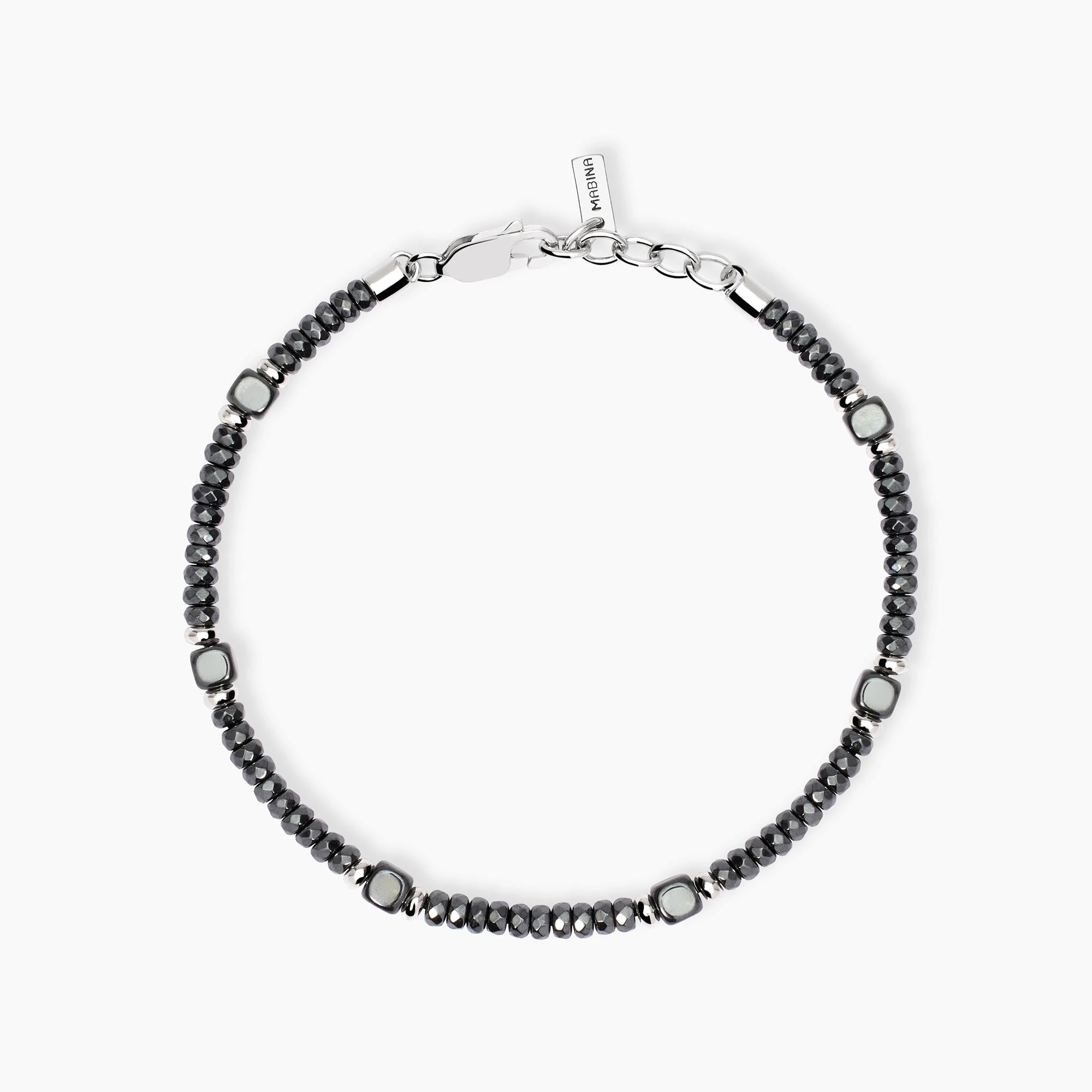 Bracciale Mabina in ematite con rondelle e argento