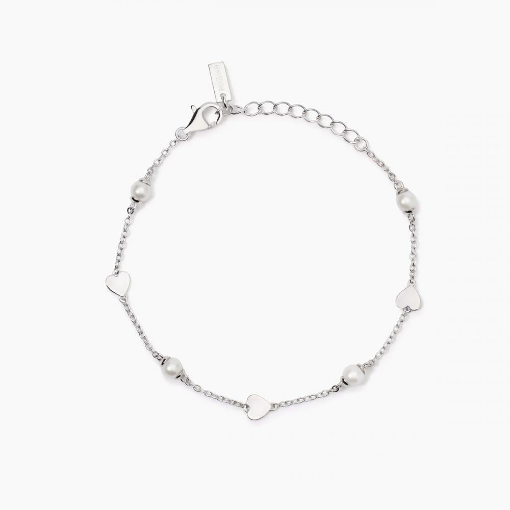 Bracciale Mabina in argento con cuori e perle