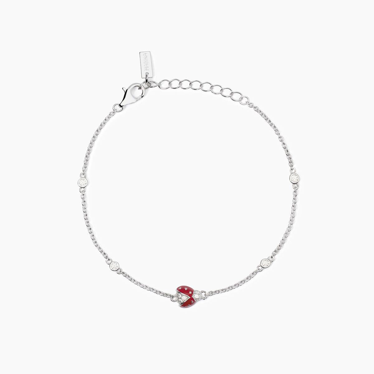 Bracciale Mabina Coccinelle in argento con catena e coccinella