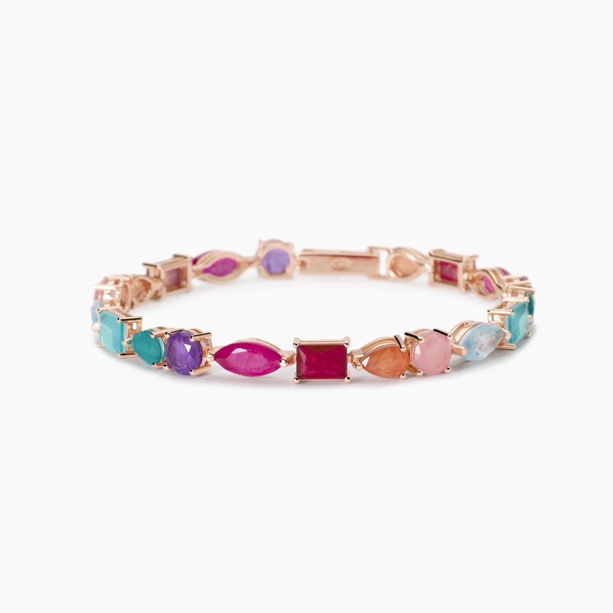 Bracciale Mabina in argento placcato oro rosa con fusion stone misura 18