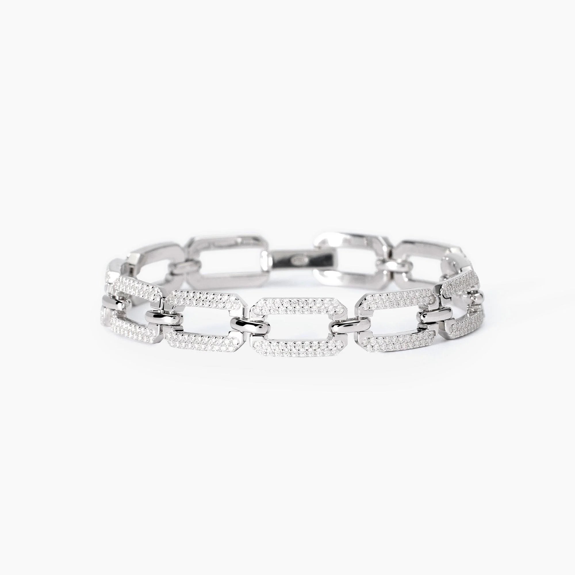 Bracciale Mabina in argento con maglie ottagonali e zirconi