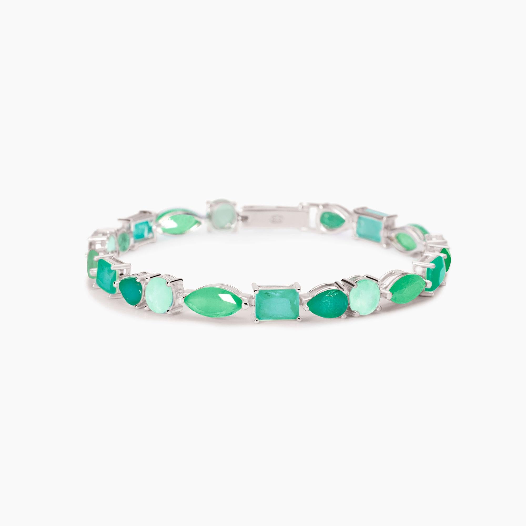 Bracciale Mabina in argento con fusion stone glass verde misura 18
