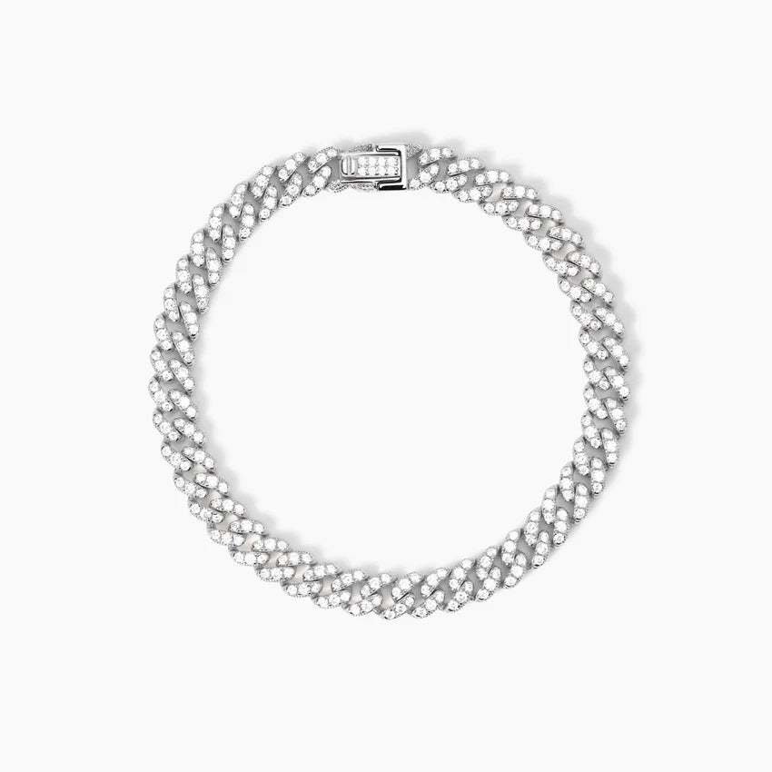 Bracciale Mabina in argento con catena groumette diamantata con zirconi