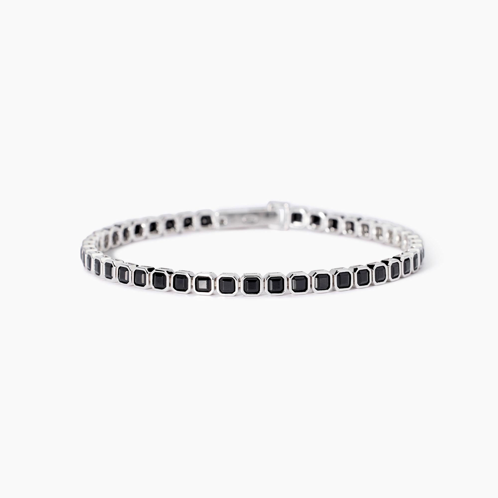 Bracciale Mabina tennis in argento con zirconi neri misura 19