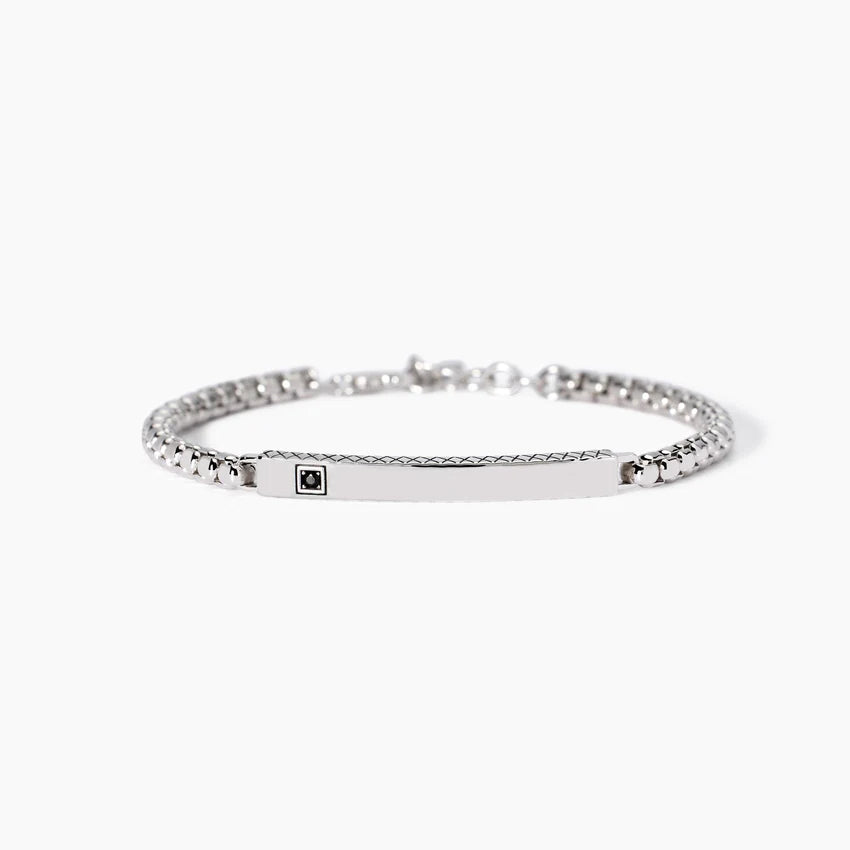 Bracciale Mabina in argento con piastra e zircone nero