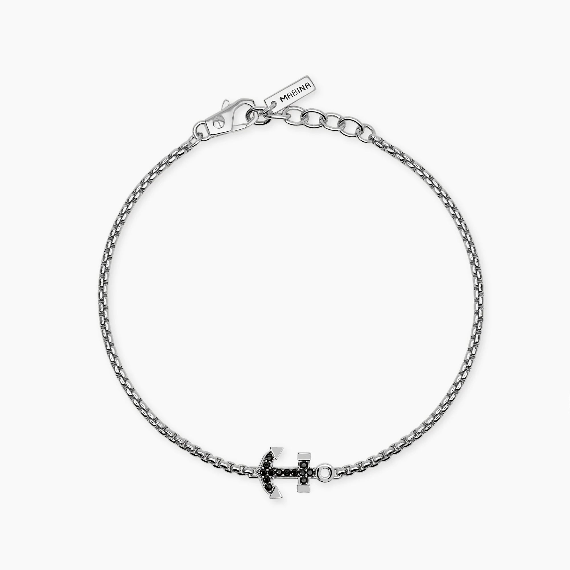 Bracciale Mabina in argento con ancora di zirconi neri