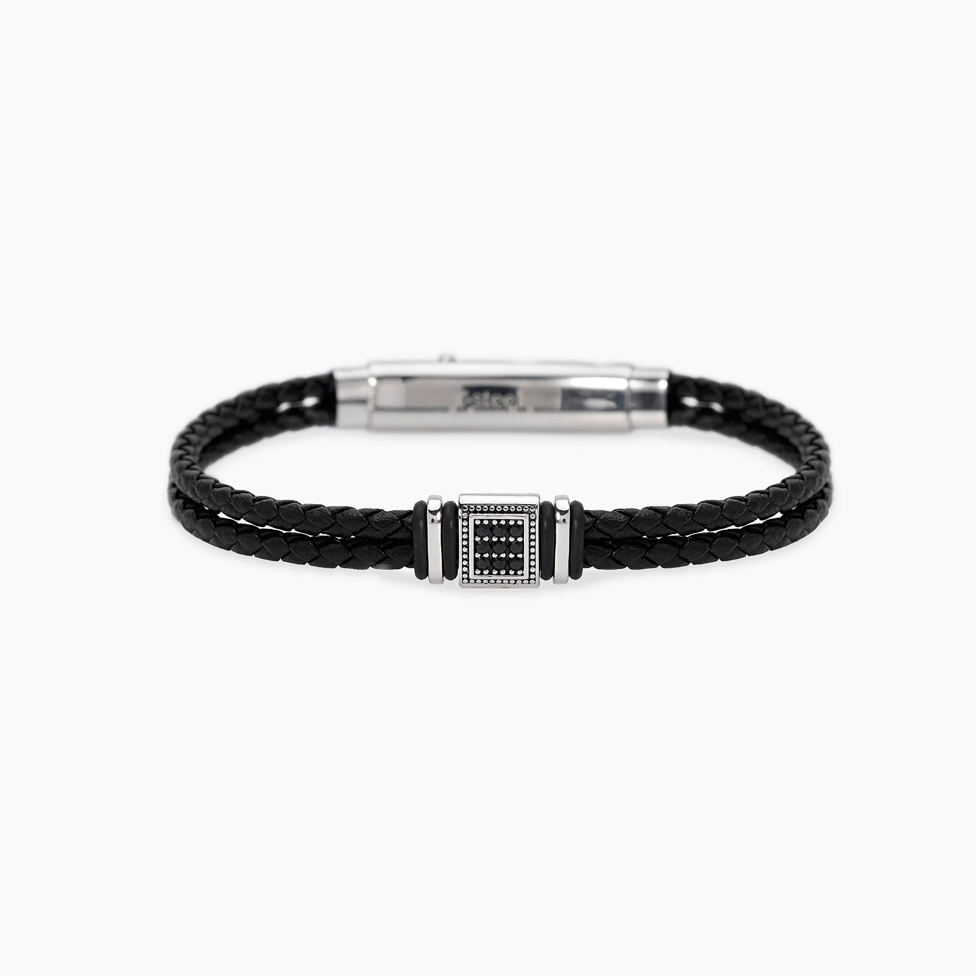 Bracciale Mabina con zirconi neri e placca argento
