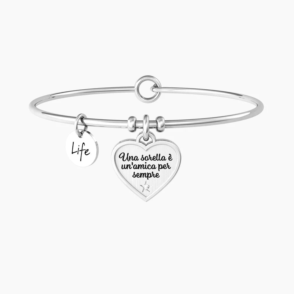 Bracciale Kidult Family rigido sorella con ciondolo a cuore