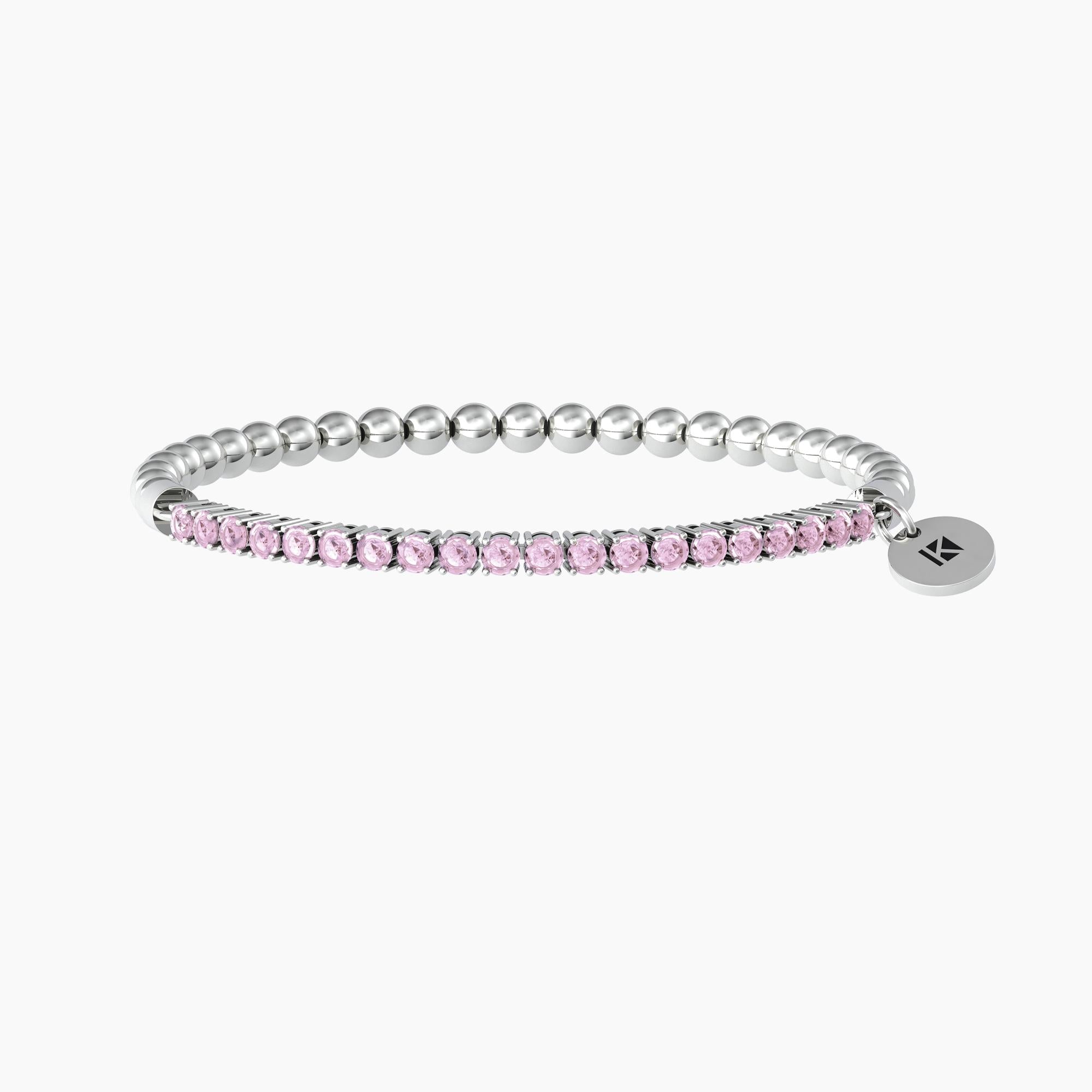 Bracciale Kidult Energy Stone elastico con zirconi rosa