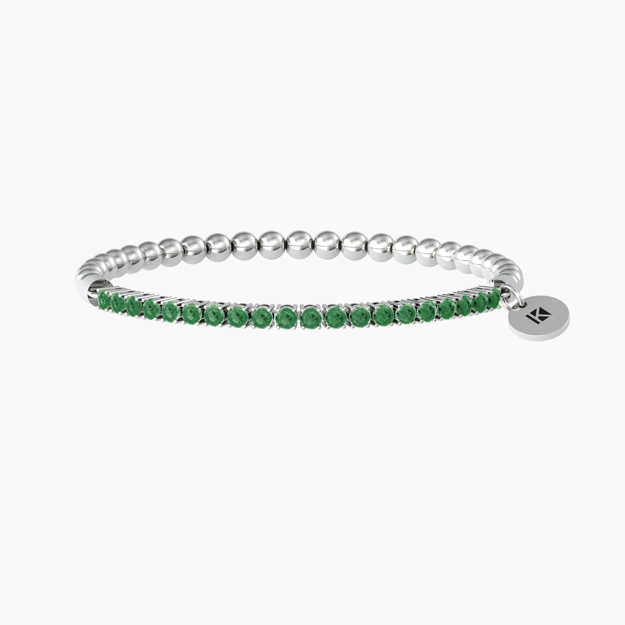 Bracciale Kidult Energy Stone elastico con smeraldi sintetici