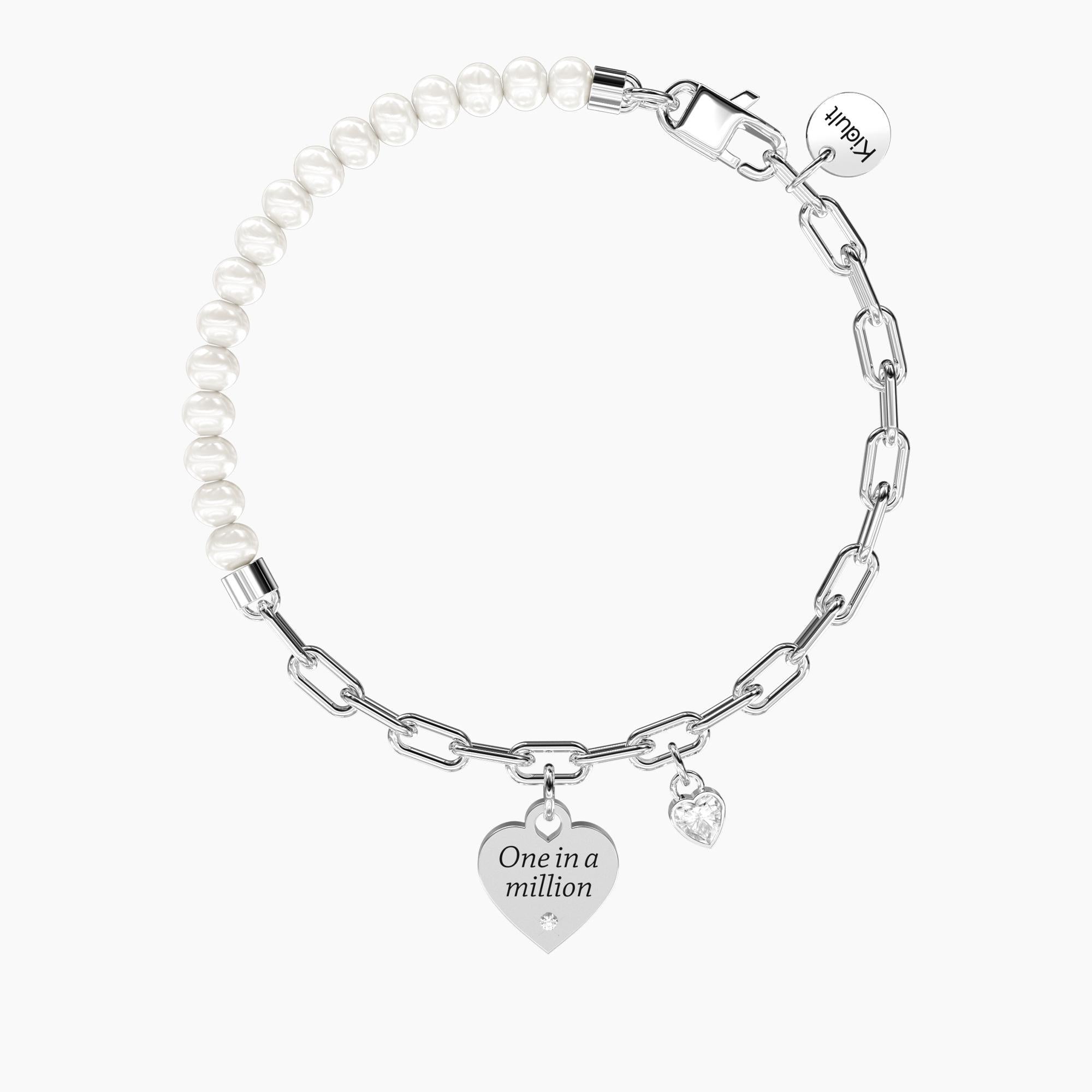 Bracciale Kidult Love regolabile con perle e zircone One in a million