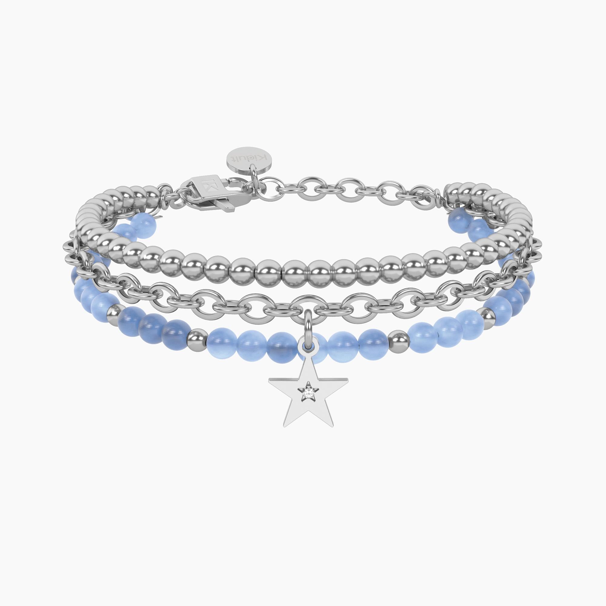 Bracciale Kidult Symbols giada azzurra con stella