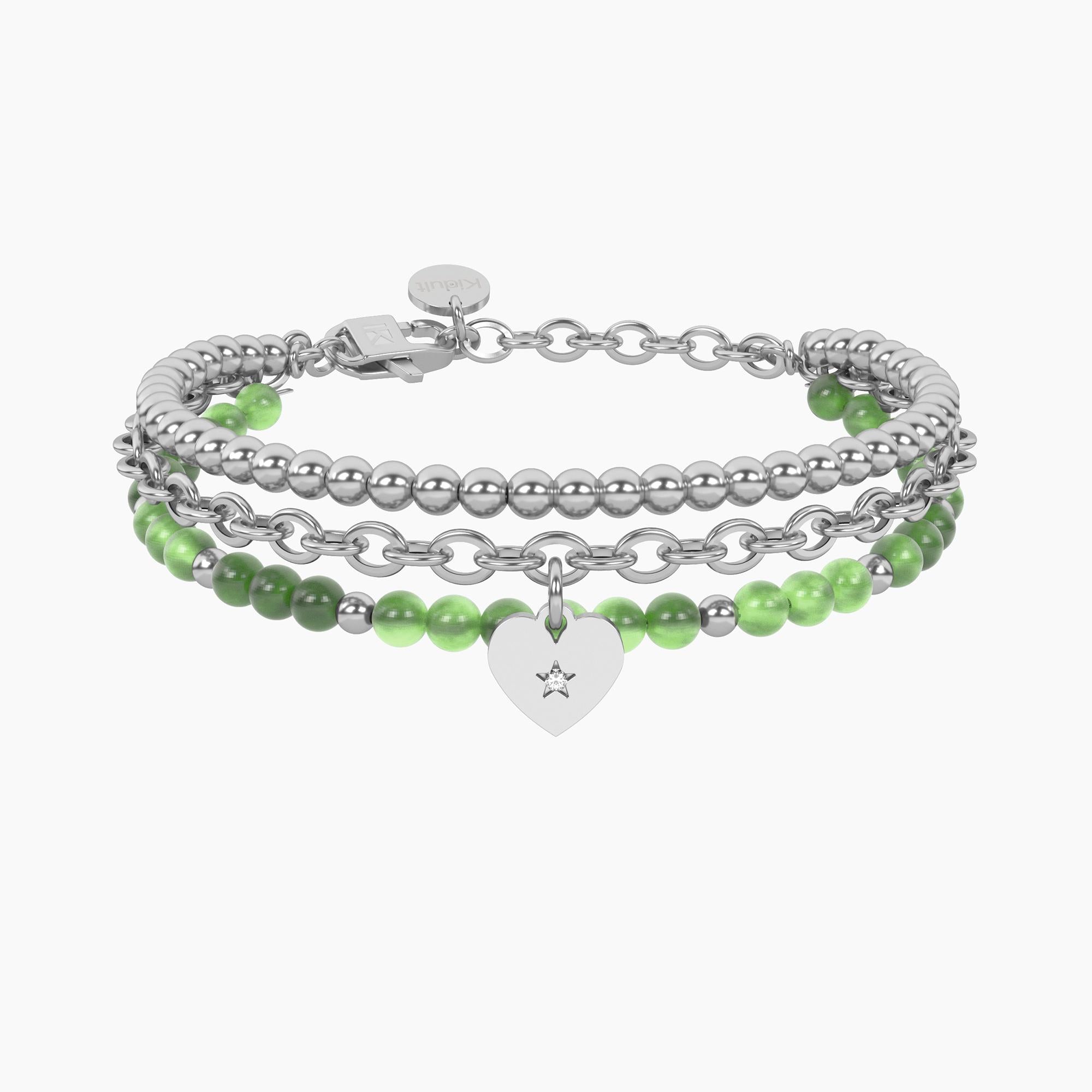 Bracciale Kidult Friendship giada verde con cuore