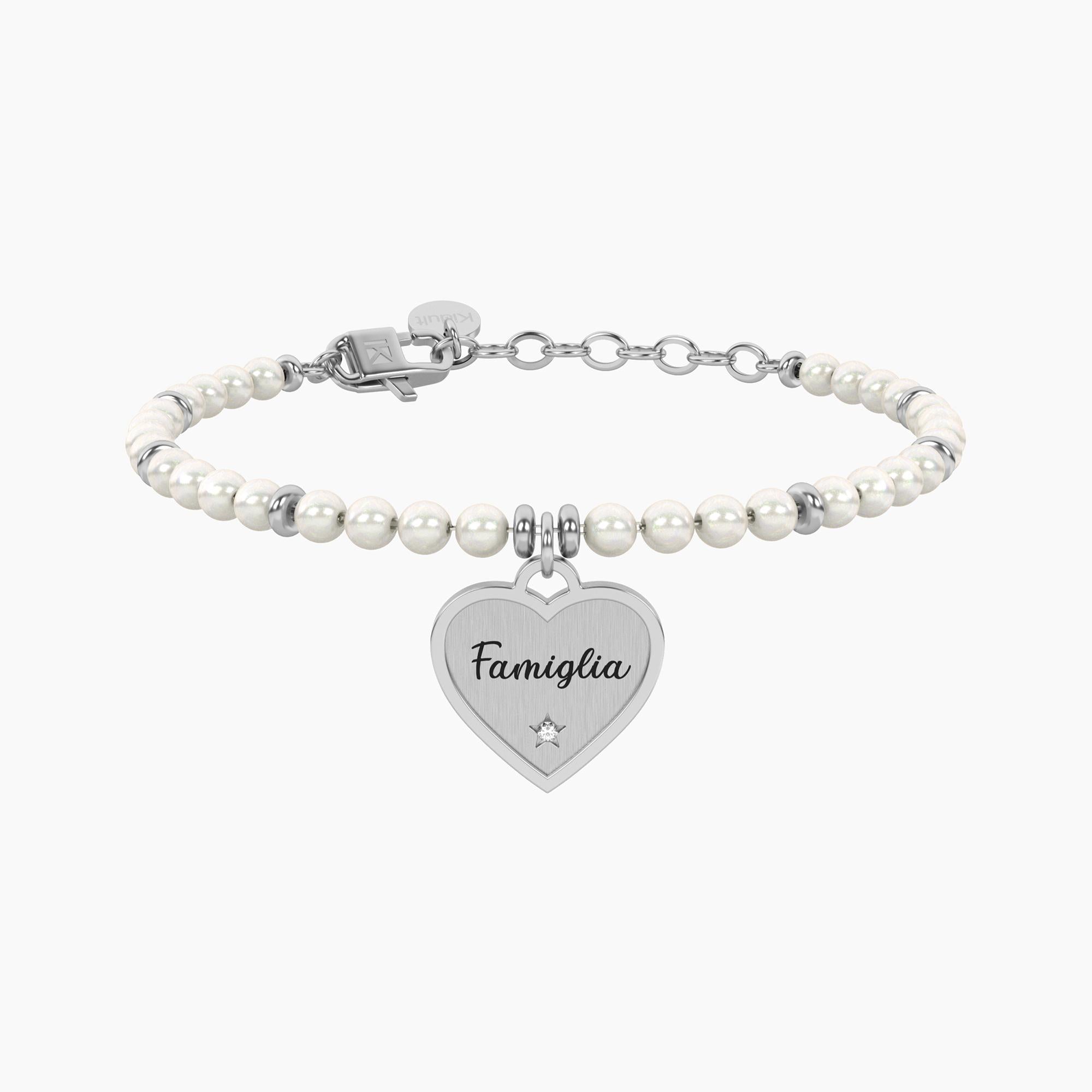 Bracciale Kidult Family perle con ciondolo cuore per famiglia