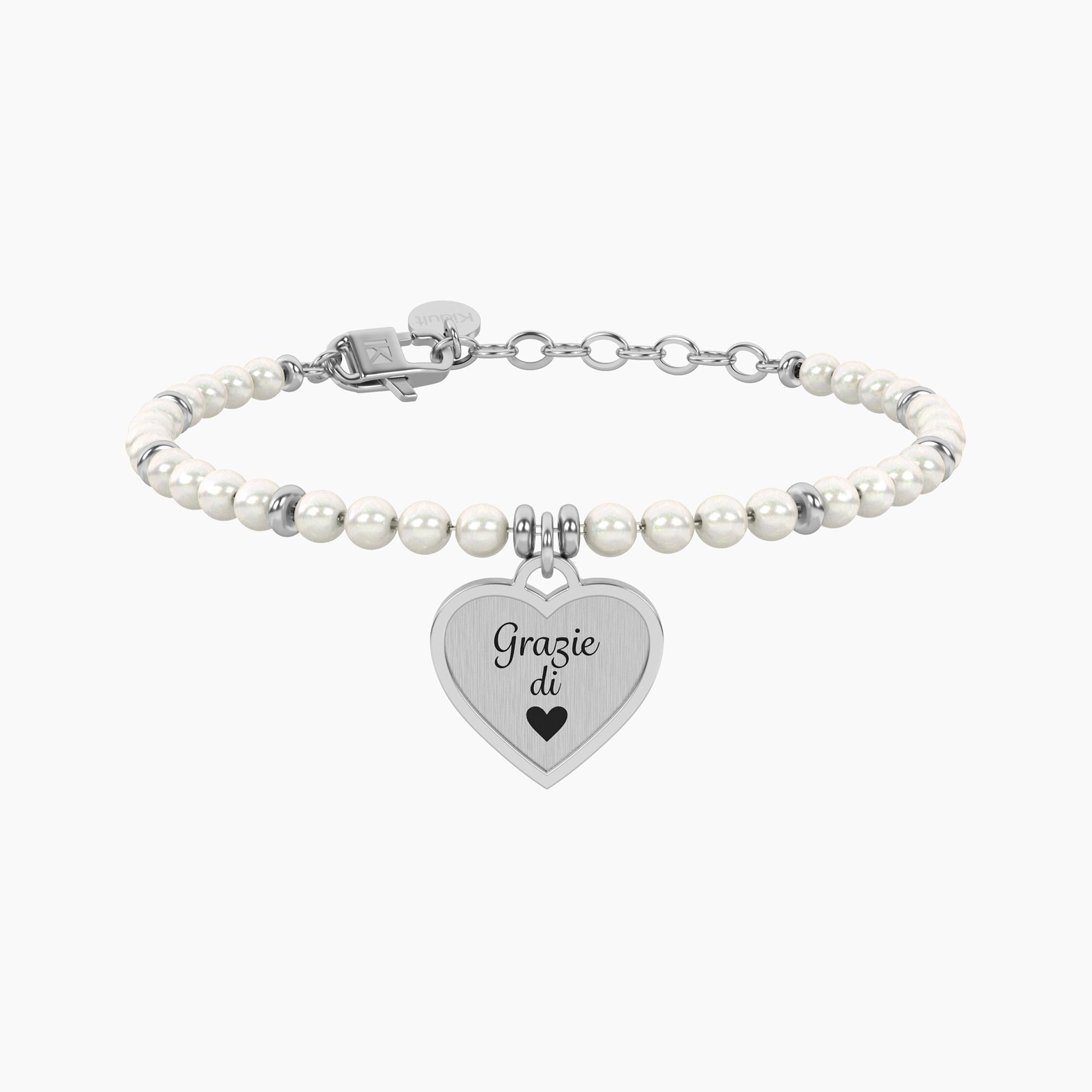 Bracciale Kidult Love perle con ciondolo cuore grazie