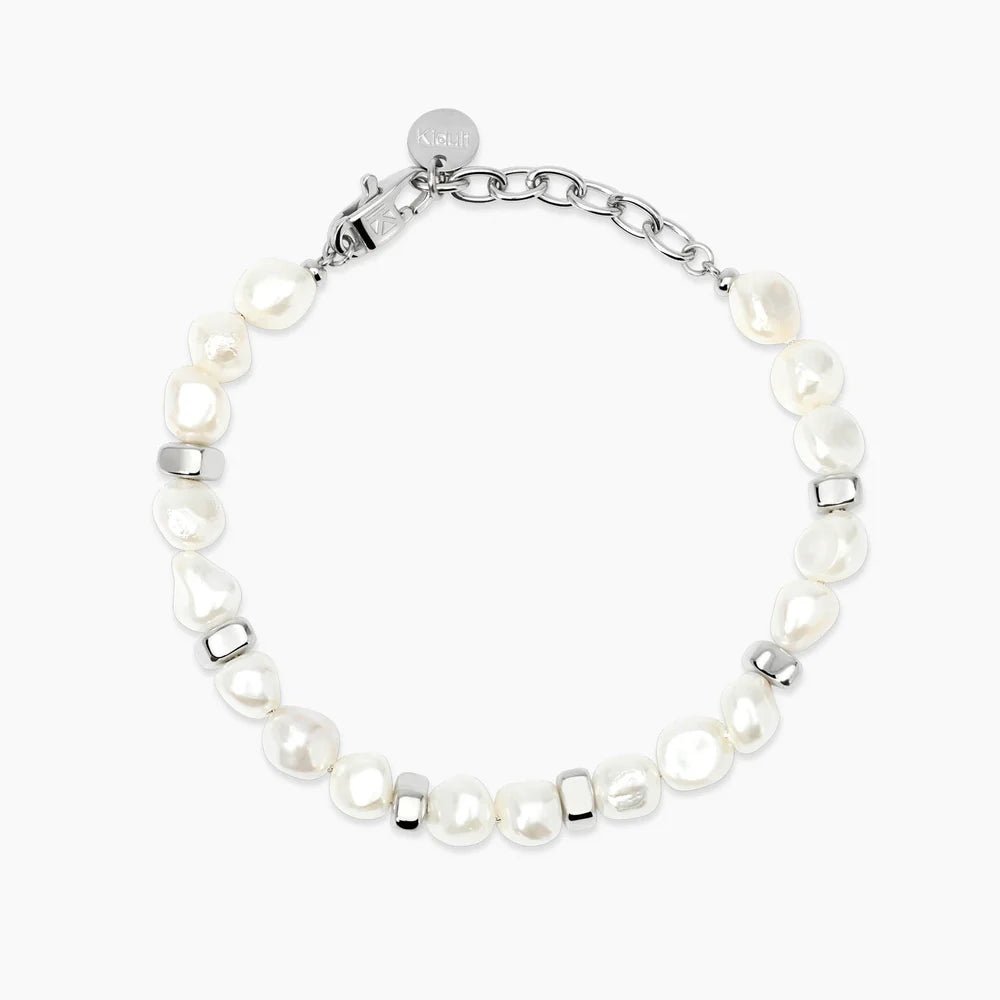 Bracciale Kidult Style in acciaio e perle conchiglia