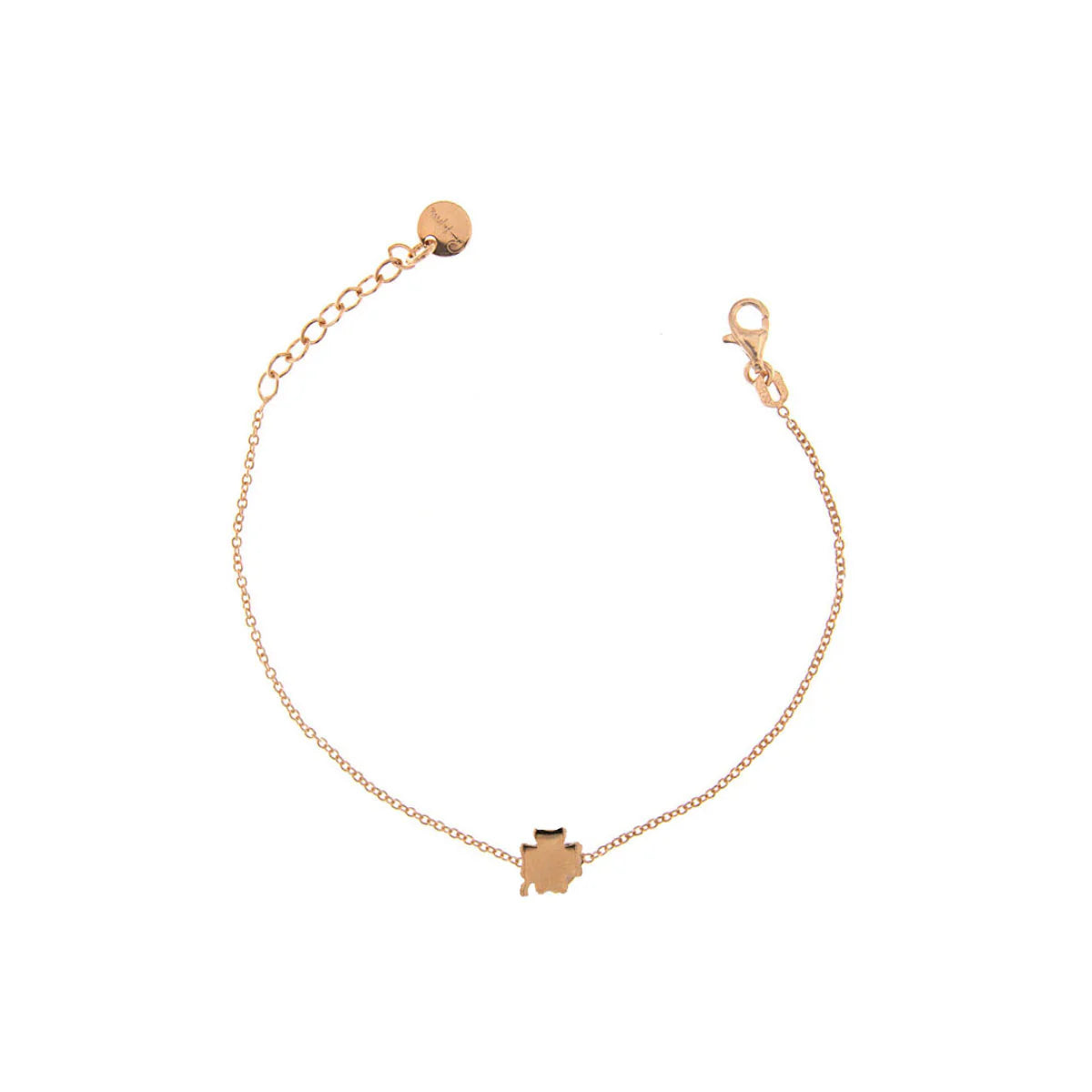 Bracciale Rue des Mille in argento laminato rosa con quadrifoglio