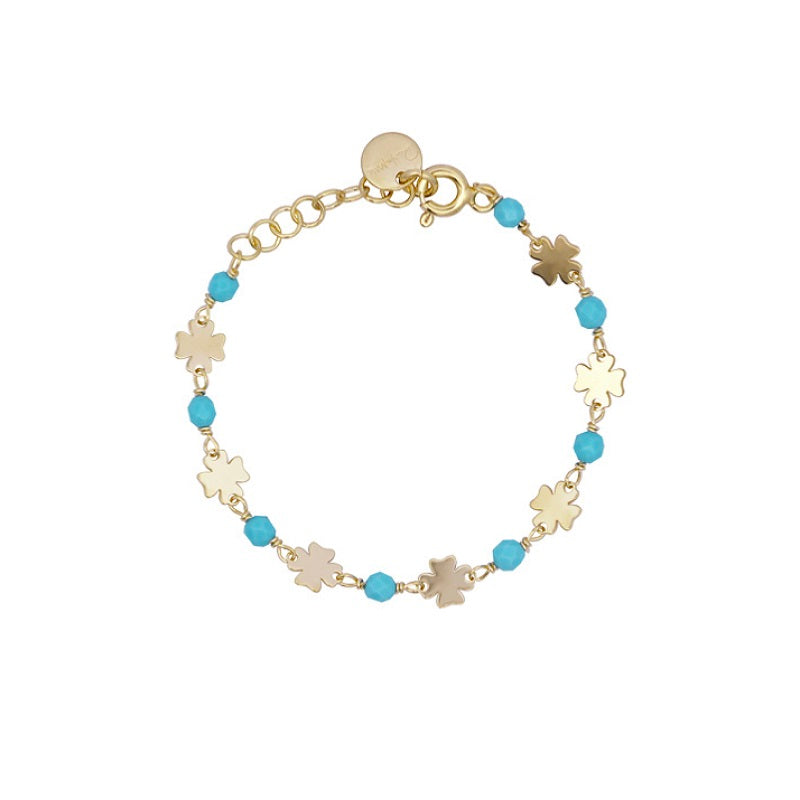 Bracciale Rue des Mille in argento laminato giallo con quadrifogli