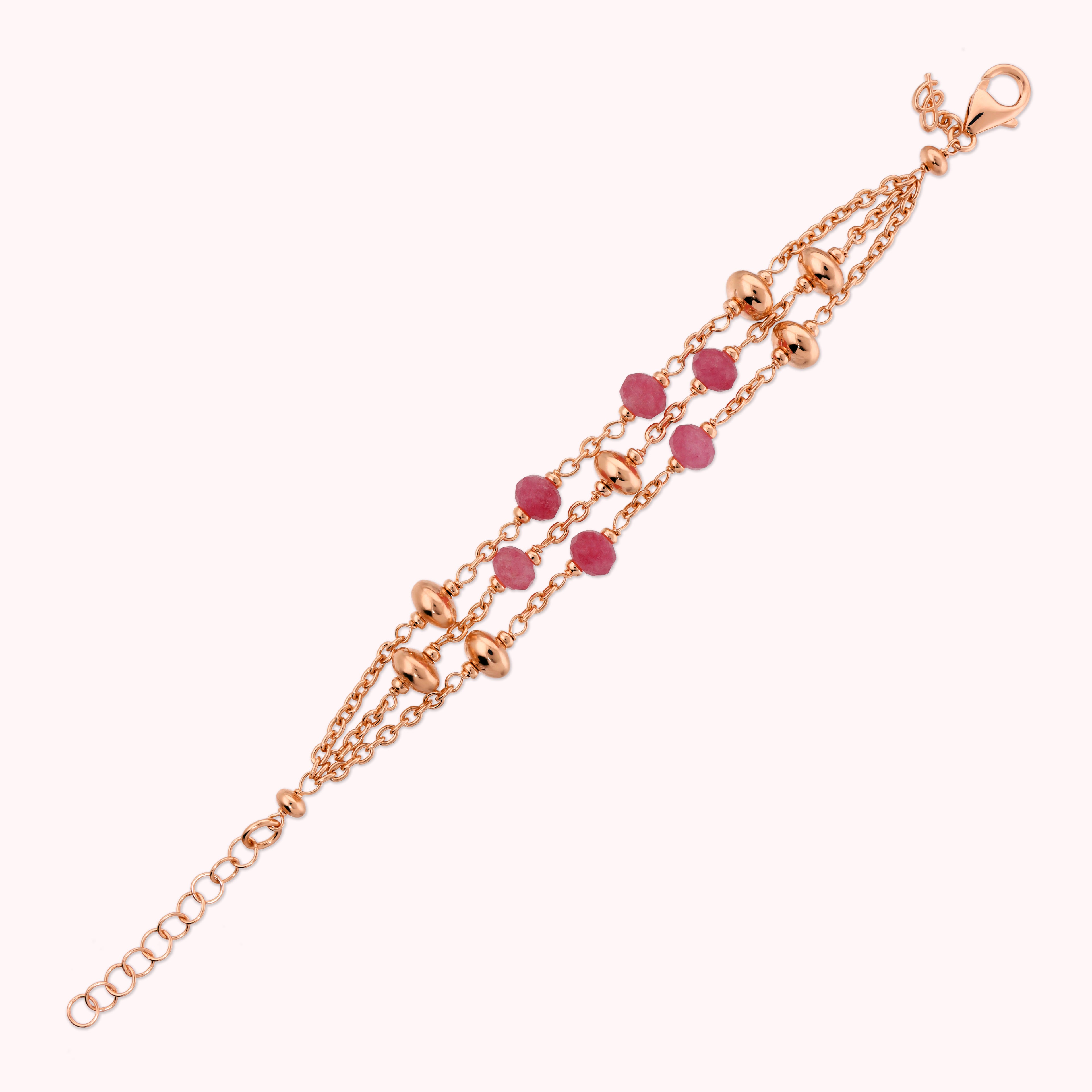 Bracciale Bronzallure golden rosè con quarzite rosa