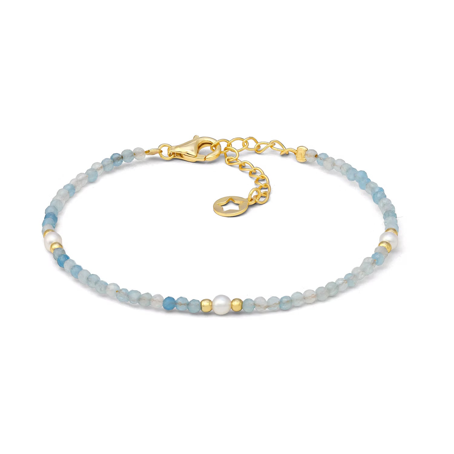 Bracciale Comete in argento con acquamarina naturale e perle