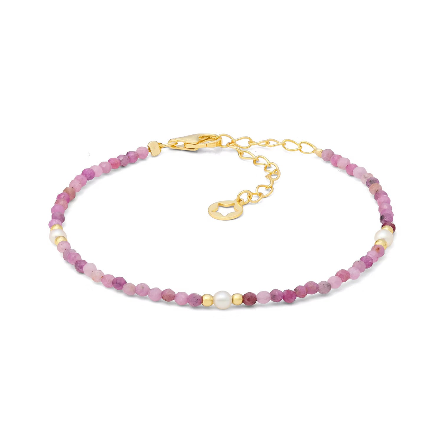 Bracciale Comete in argento con radice di rubino e perle