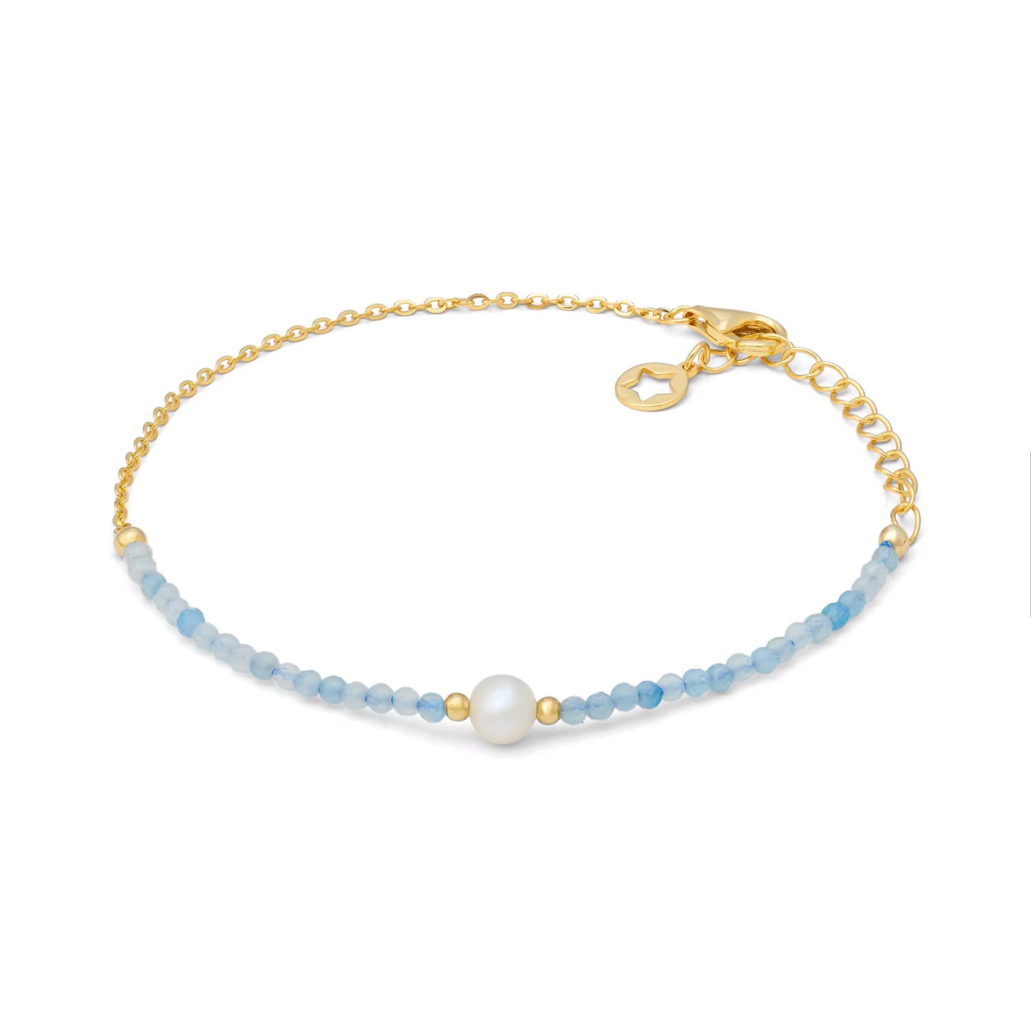 Bracciale Comete in argento con acquamarina naturale e perla coltivata