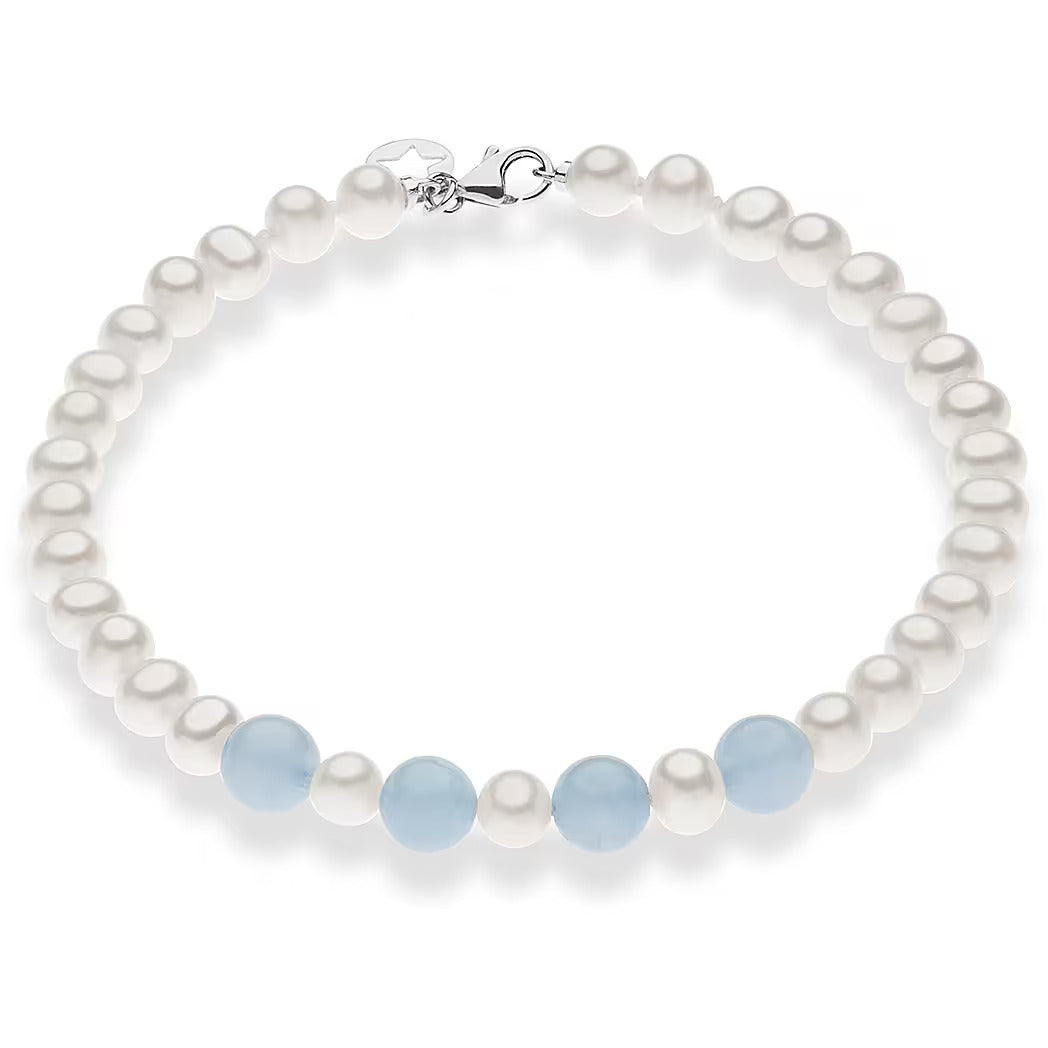 Bracciale Comete in oro bianco 18K con perle e acquamarina