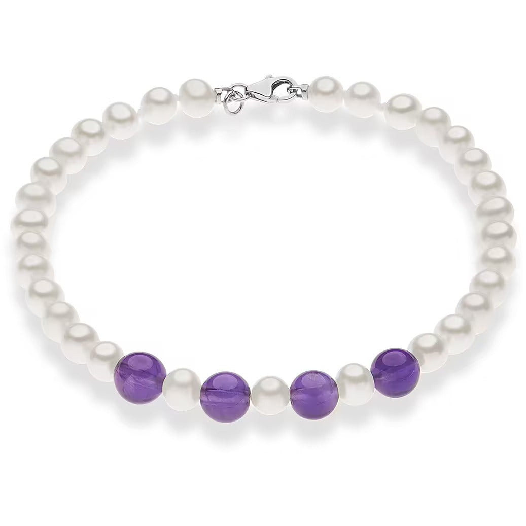 Bracciale Comete in oro bianco 18K con perle e ametista