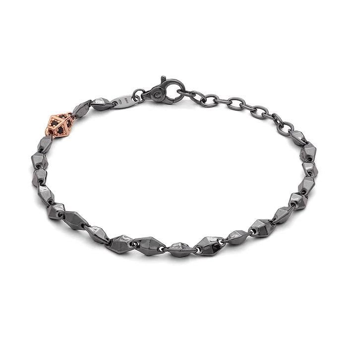 Bracciale Comete in argento rosè e brunito con zirconi