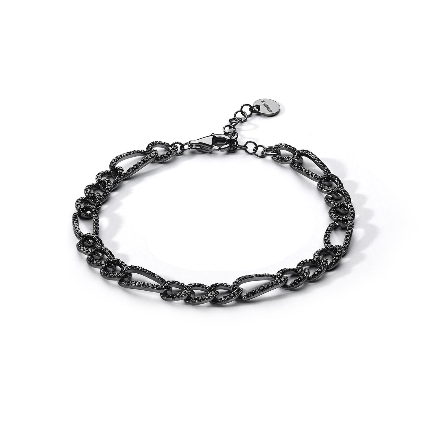 Bracciale Comete in argento rutenio con zirconi neri
