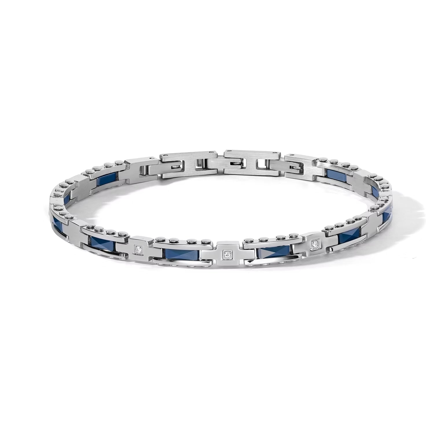 Bracciale Comete con ceramica blu e zirconi