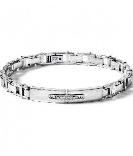 Bracciale Comete in acciaio e diamanti bianchi