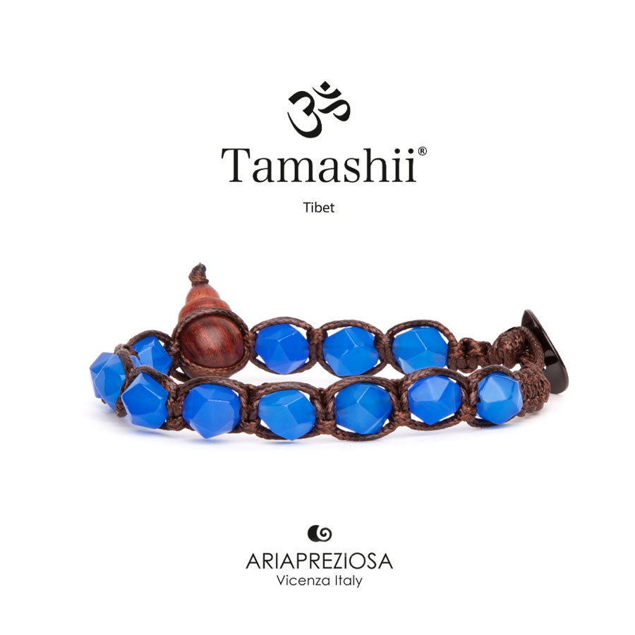 Bracciale Tamashii Diamond cut agata blu