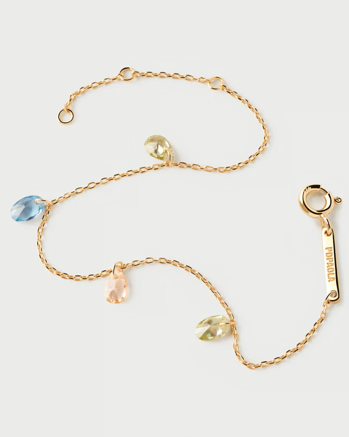 Bracciale PDIPAOLA in argento placcata oro con zirconi multicolore