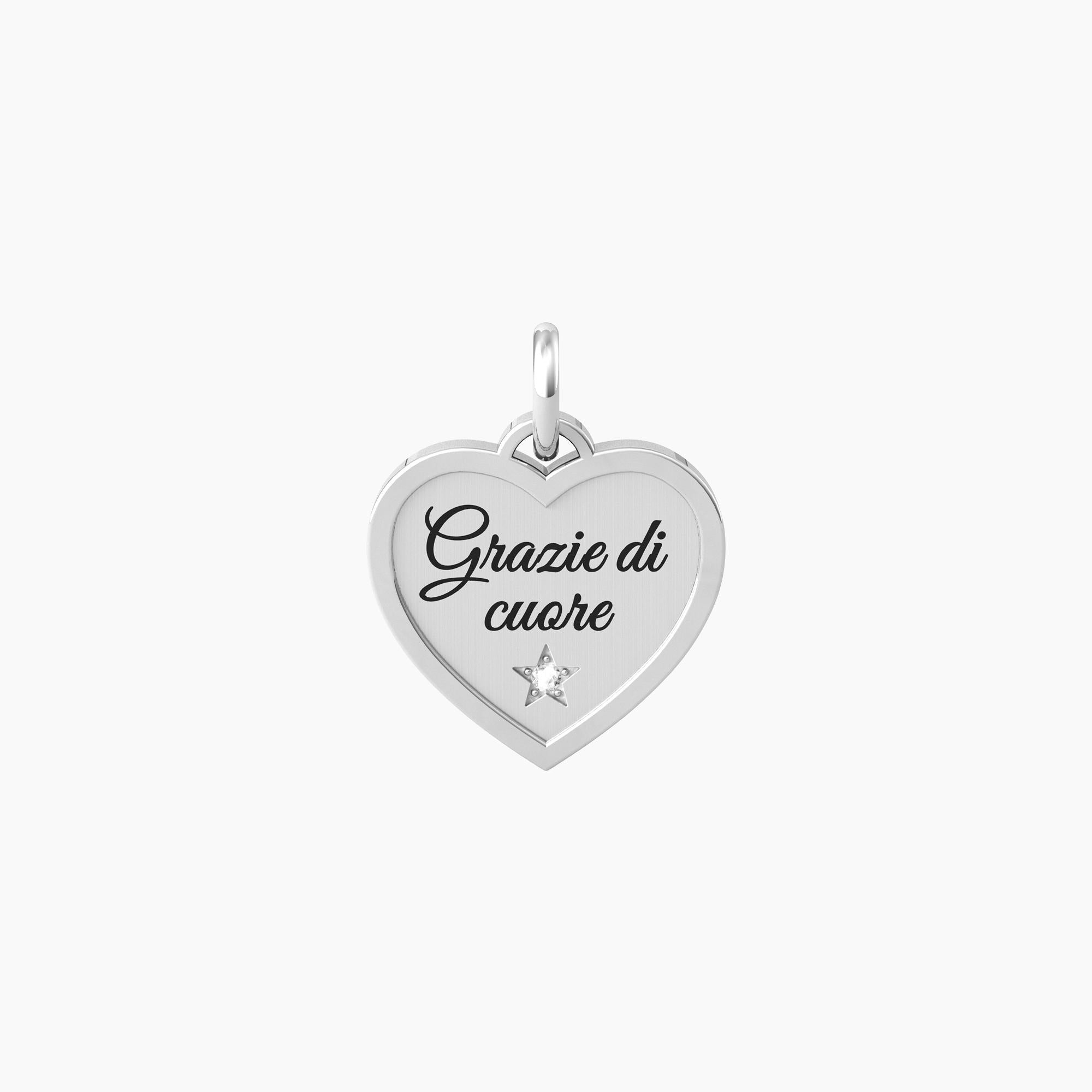 Ciondolo Kidult By you con scritta grazie di cuore