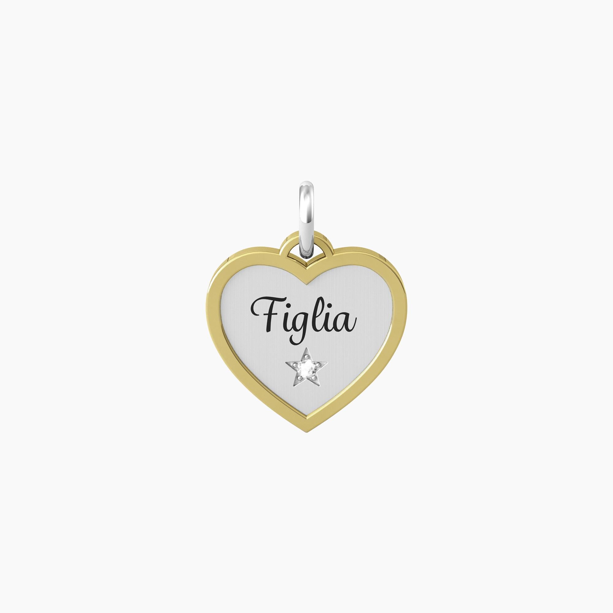 Ciondolo Kidult By you cuore con scritta figlia e cristallo