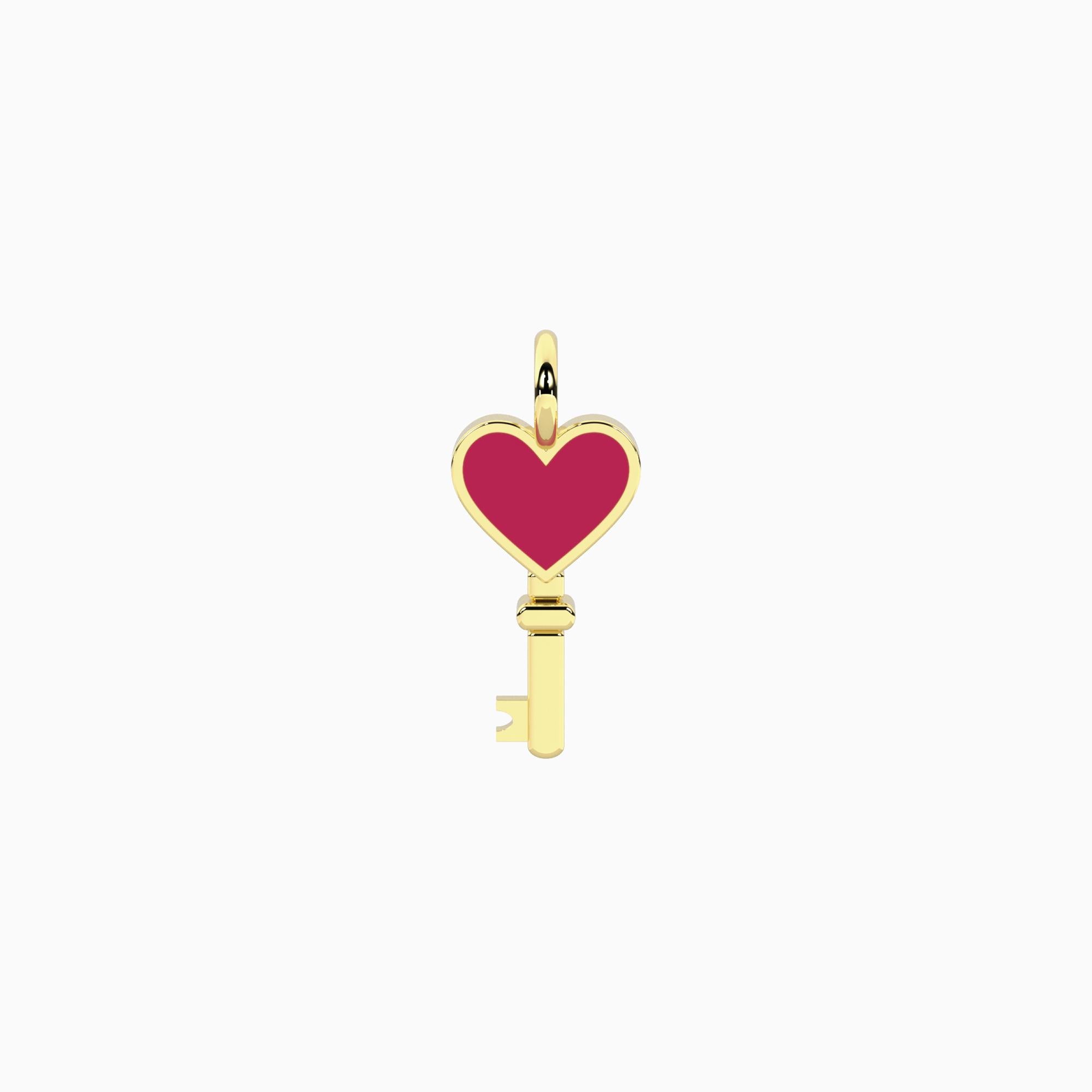 Ciondolo Kidult By you dorato a forma di chiave con cuore in cristalli