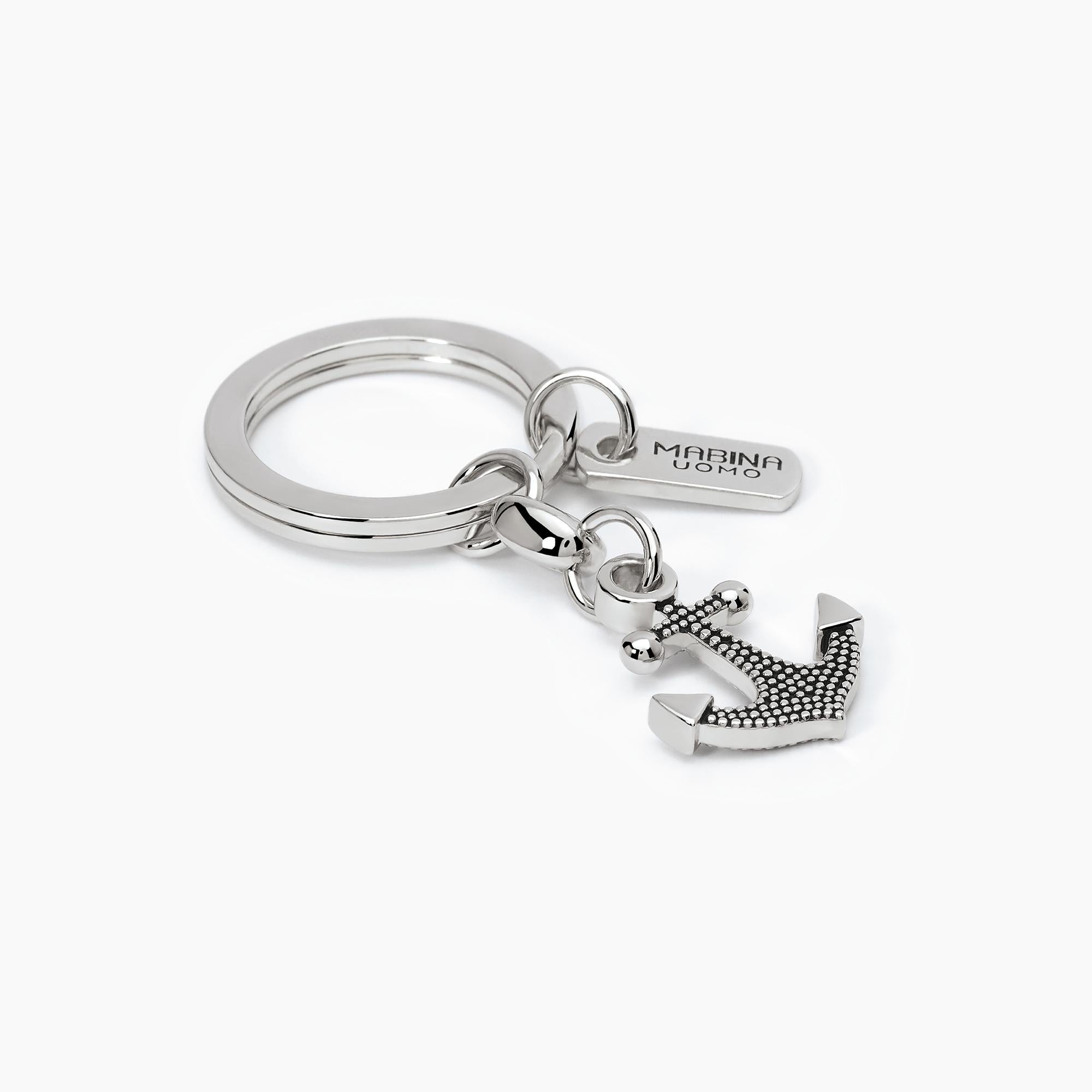 Portachiavi Mabina in argento con ancora