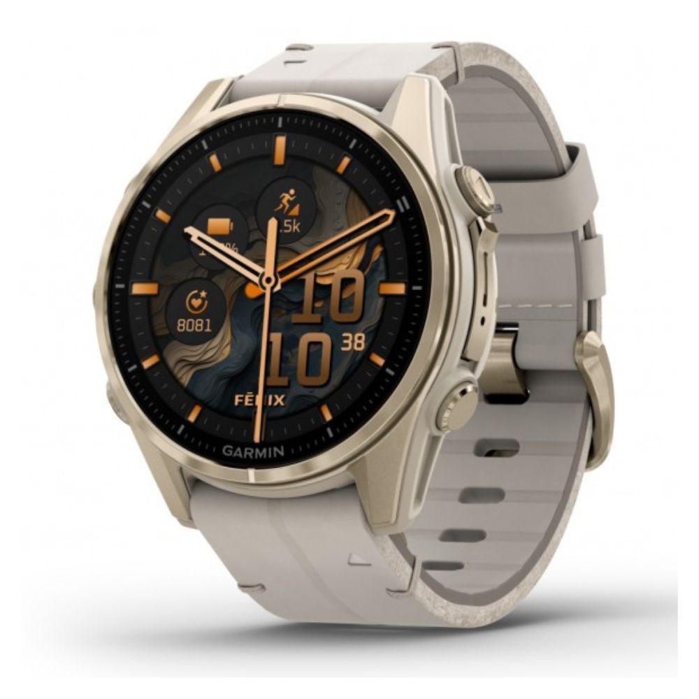 Orologio Garmin Fenix 8 43 mm, AMOLED, Sapphire, Soft gold con cinturino Limestone