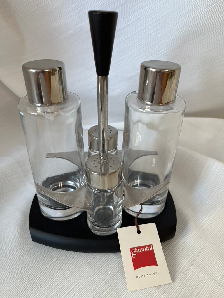 Oliera Giannini in vetro con base in legno