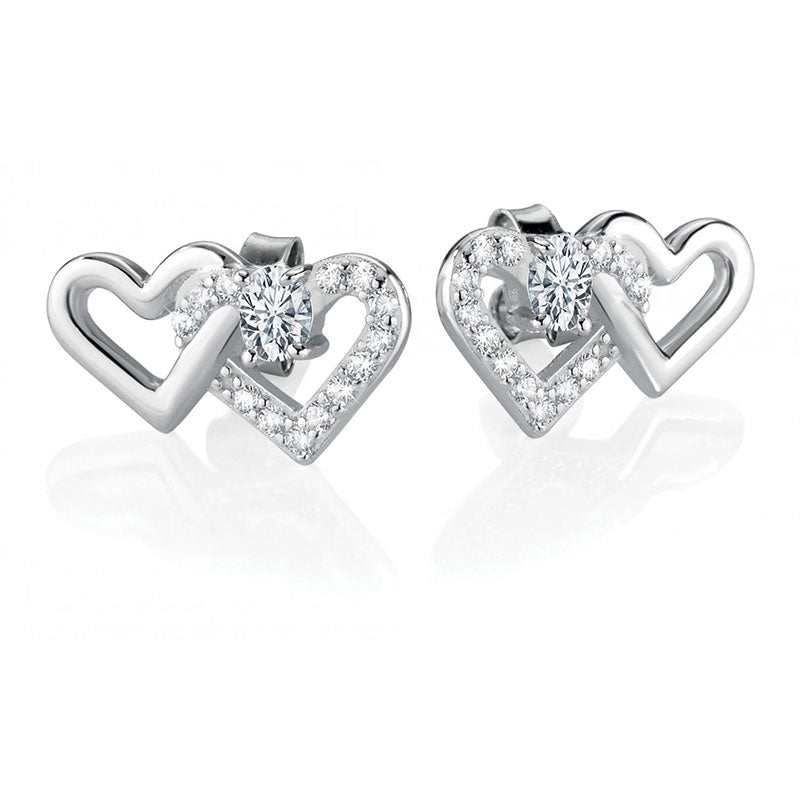 Orecchini Morellato Love a cuore in argento con zirconi