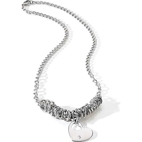 Collana Morellato in acciaio con cuore pendente e diamante