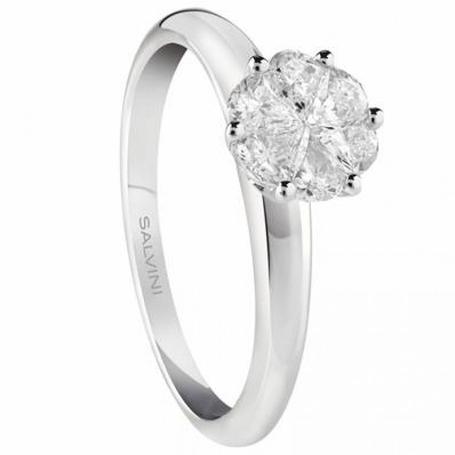 Anello Salvini Petal Cut solitario in oro bianco con diamante