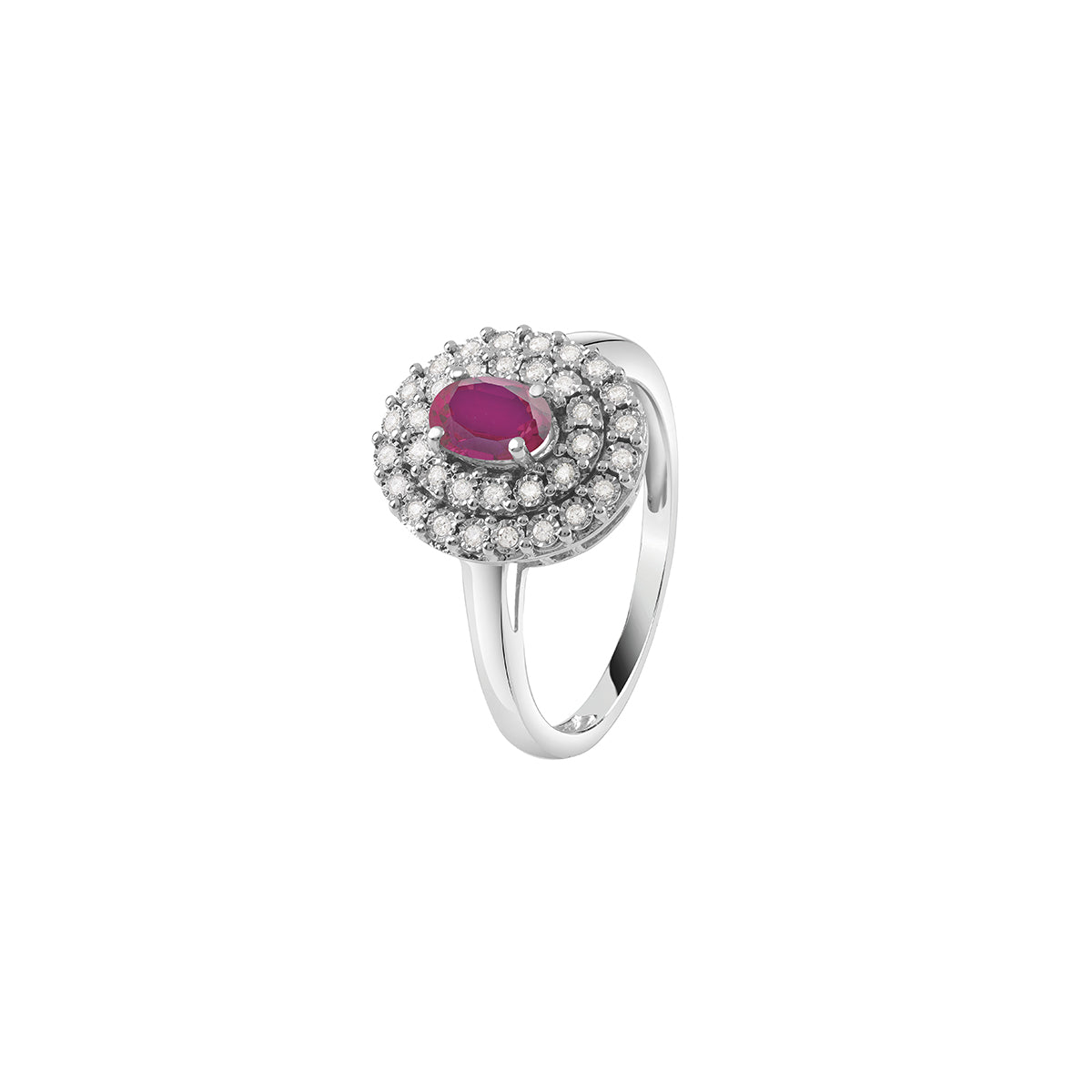 Anello Bliss Regal in oro bianco con diamanti e rubini