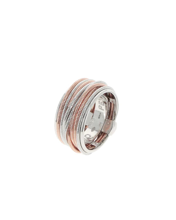 Anello Pesavento DNA Spring in fili d'argento bicolore