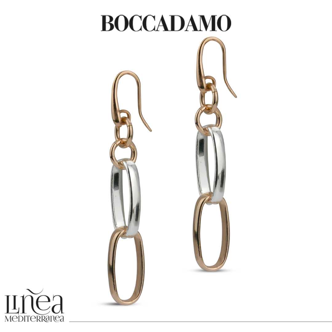 Orecchini Boccadamo pendenti in bronzo rosa e argentato