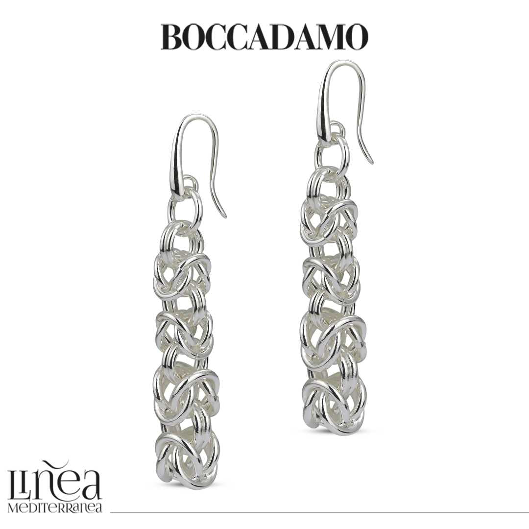 Orecchini Boccadamo pendenti in bronzo argentato