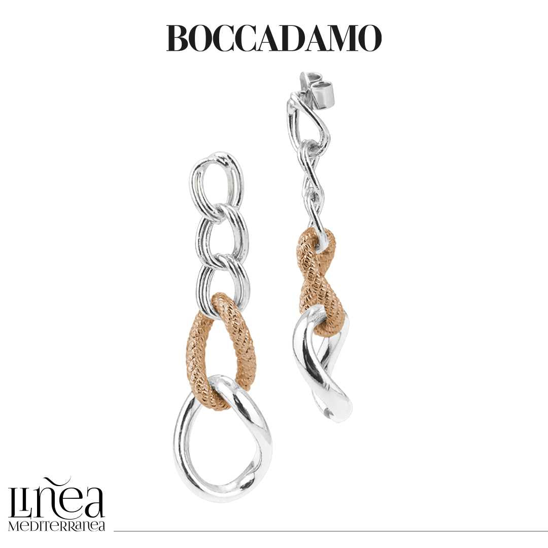 Orecchini Boccadamo pendenti in acciaio bicolore