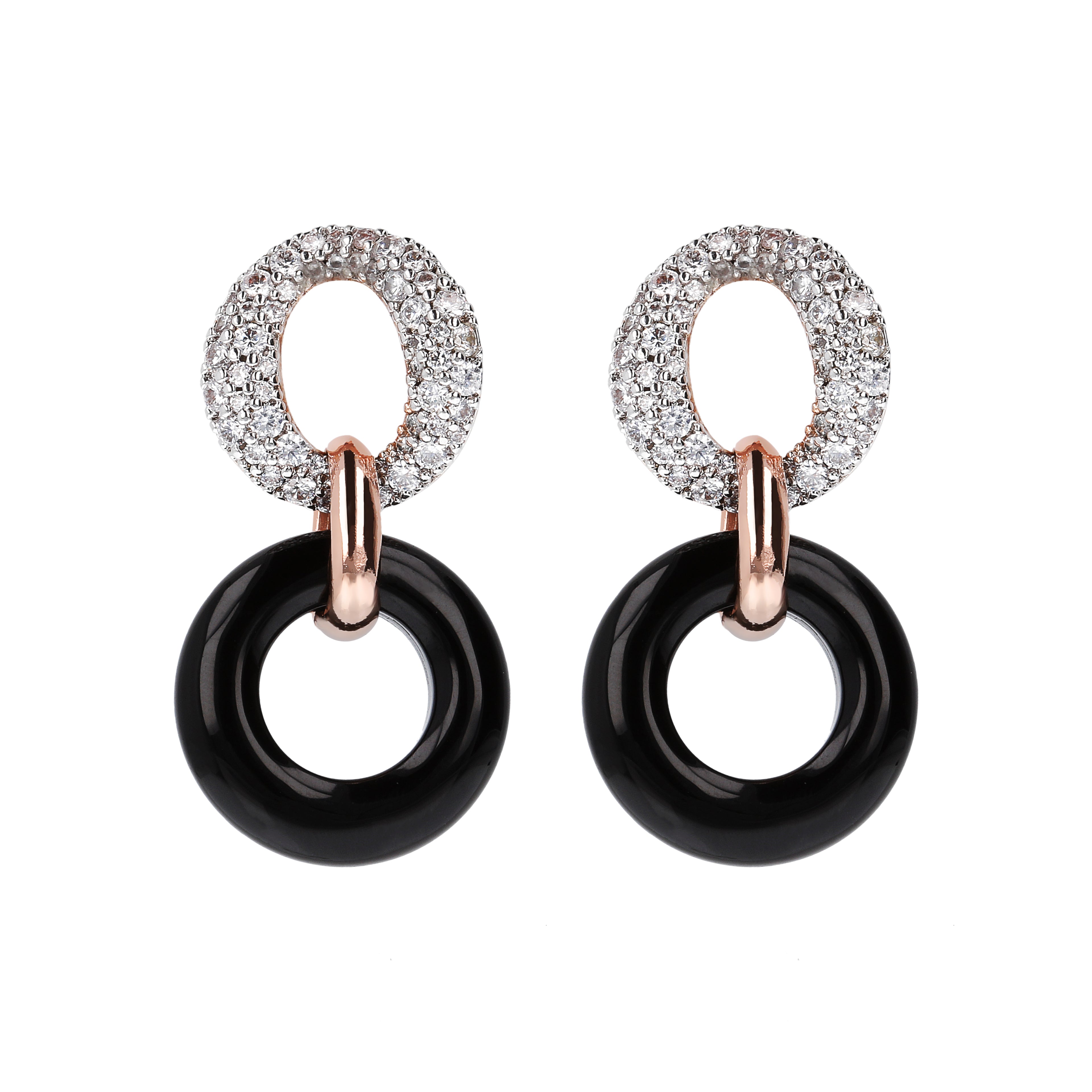 Orecchini Bronzallure doppio cerchio in pietra e cubic zirconia